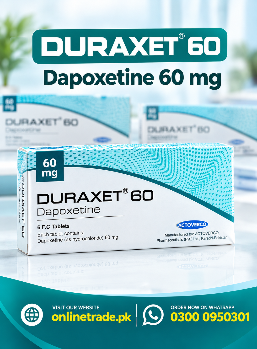 Duraxet 60,Dapoxetine 60 mg In Pakistan
