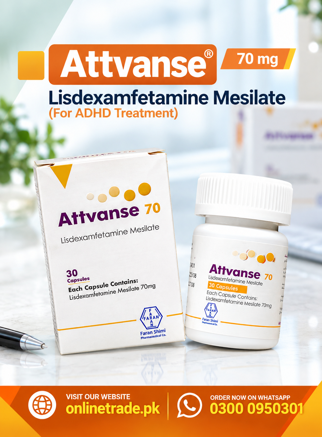 Attvanse Lisdexamfetamine 70mg Capsule In Pakistan