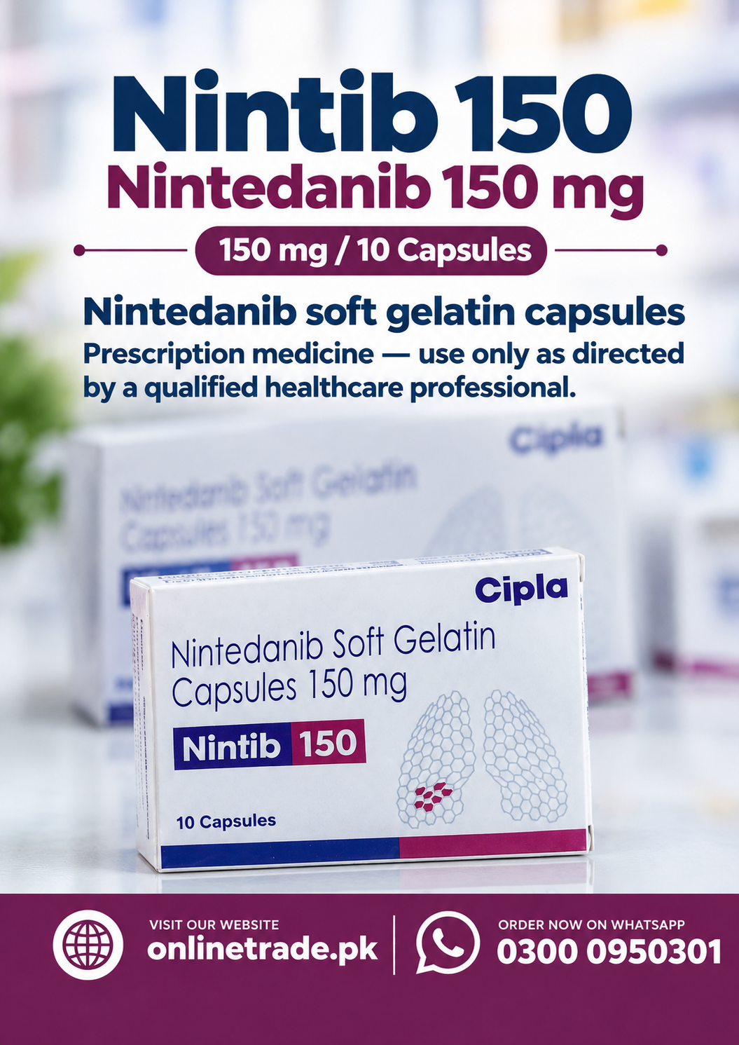 Nintedanib 150mg Soft Gelatin 10 capsules In Pakistan