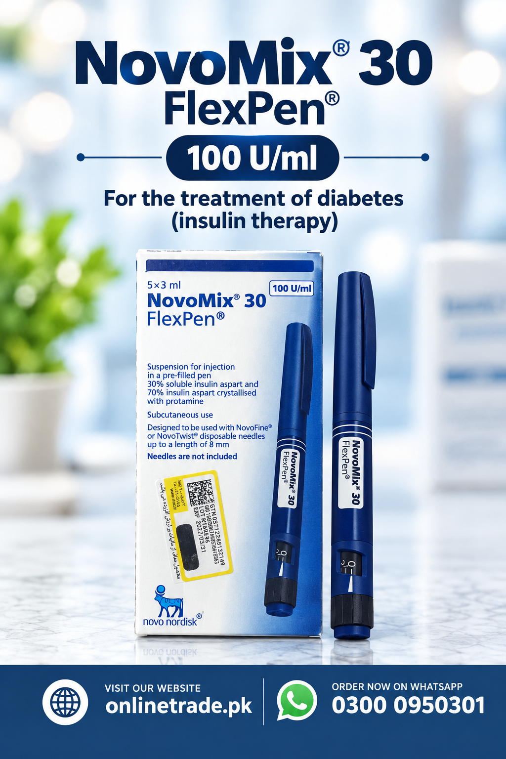 Novomix 30 Flexpens 100Iu/Ml 5x3ml In Pakistan