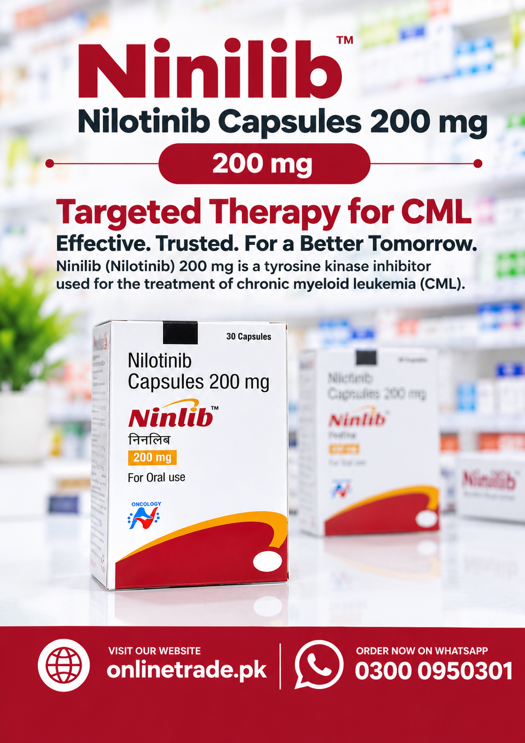 Ninlib (Nilotinib 200 mg) Capsules In Pakistan