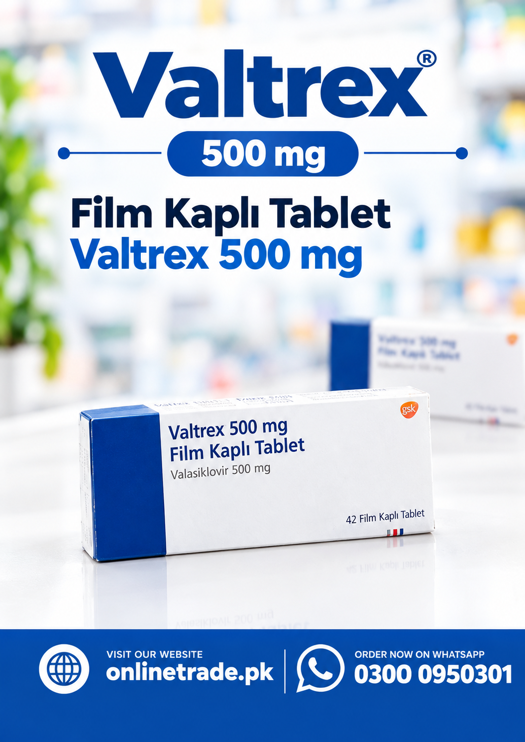 Valtrex 500 mg Film Kapli Tablet In Pakistan