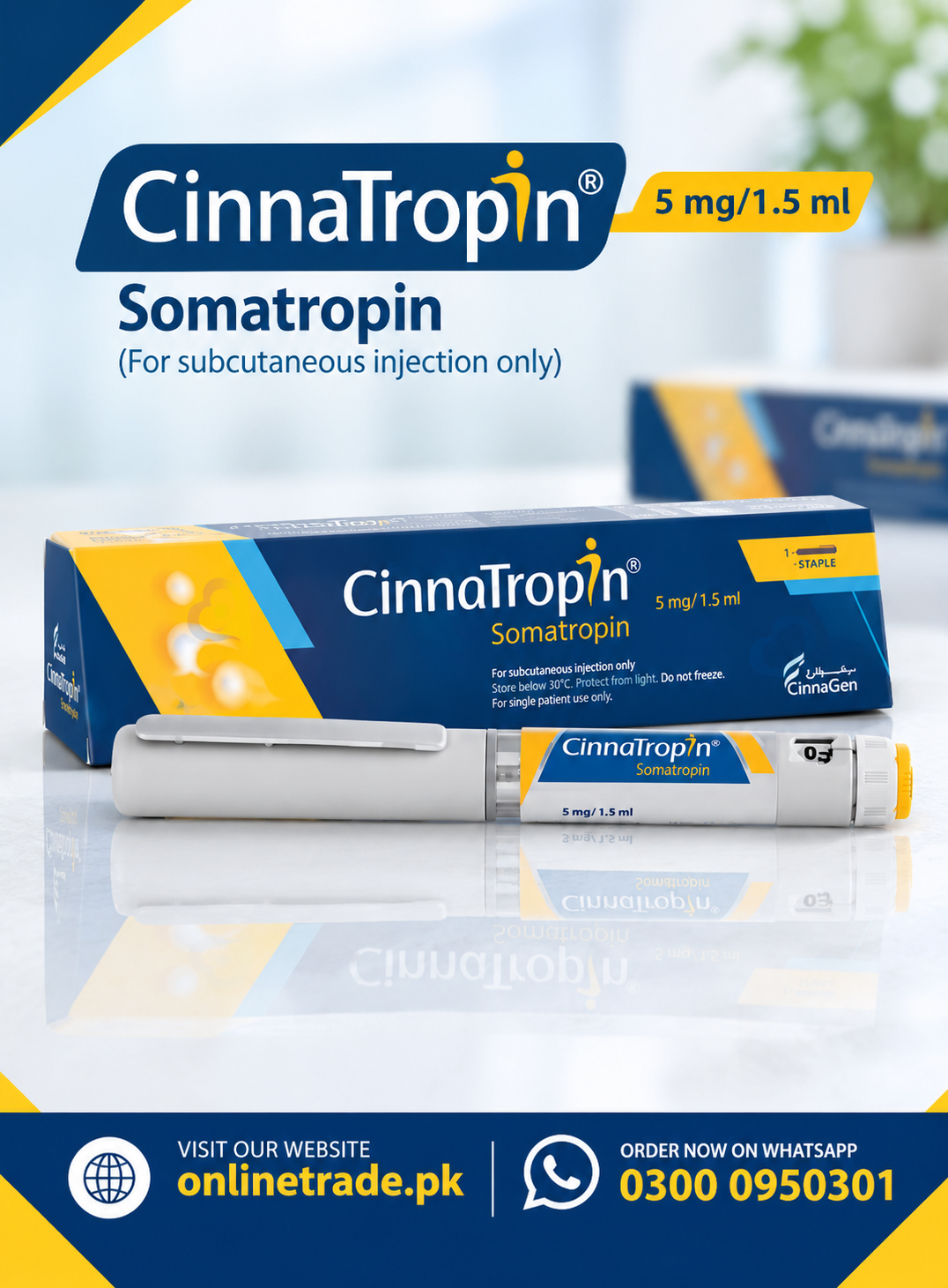 Cinnatropin Somatropin 5mg/1.5 ml Injection In Pakistan