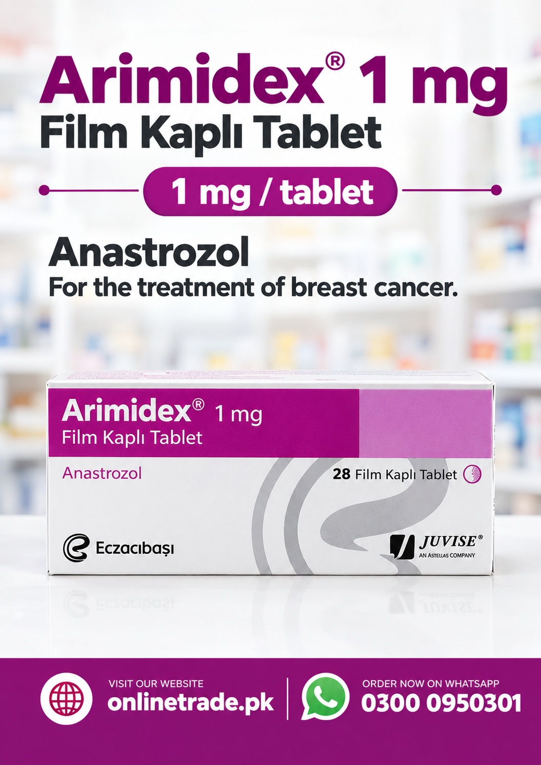 Arimidex 1mg 28 tablets In Pakistan