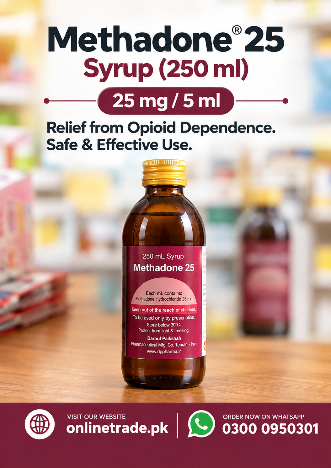 Methadone 25mg 250ml Syrup In Pakistan