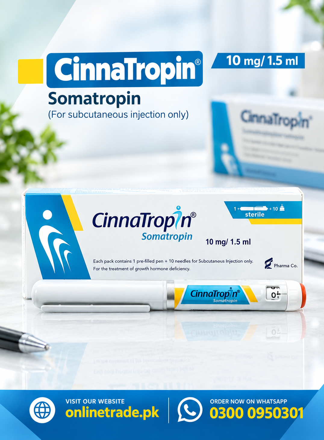 Cinnatropin Somatropin 10mg/1.5ml Injection In Pakistan 