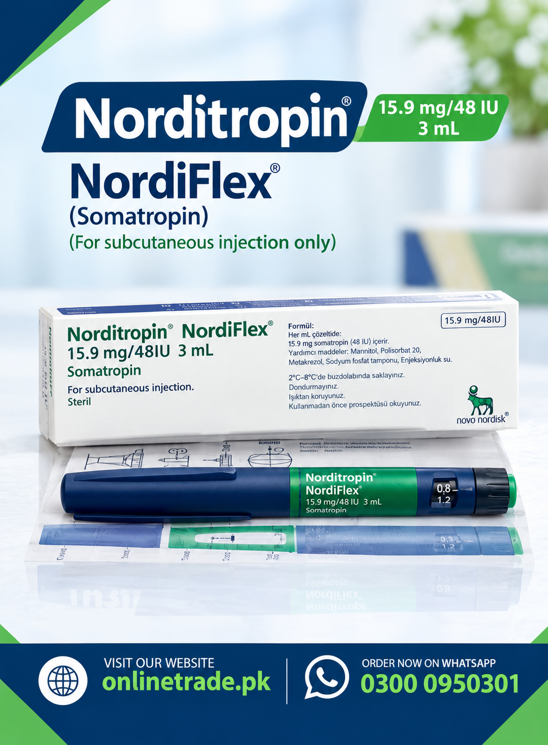 Norditropin NordiFlex 15.9mg/ 48IU 3ml injection In Pakistan 
