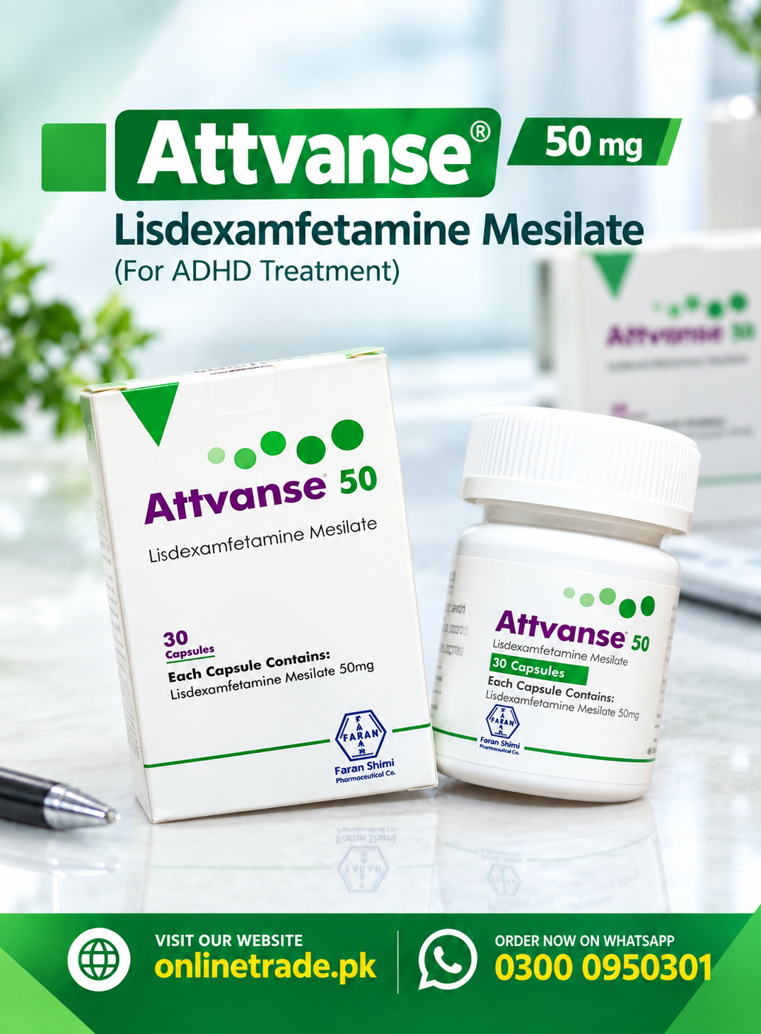 Attvanse Lisdexamfetamine 50mg Capsule In Pakistan