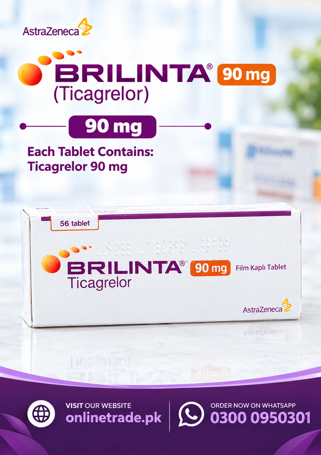 AstraZeneca Brilinta (Tikagrelor) 90mg In Pakistan