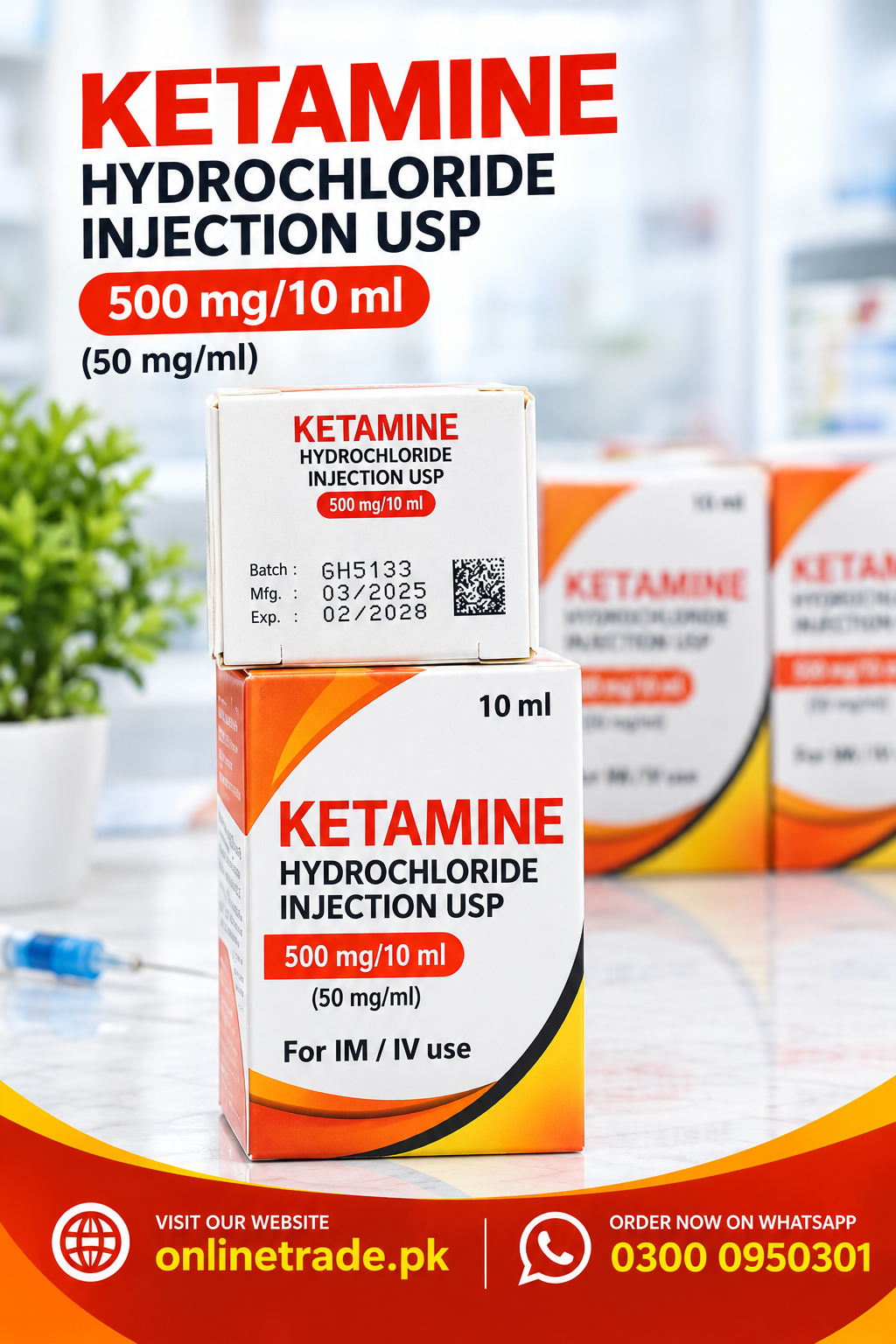 Ketamine Hydrochloride Injection USP (500 mg / 10ml In Pakistan