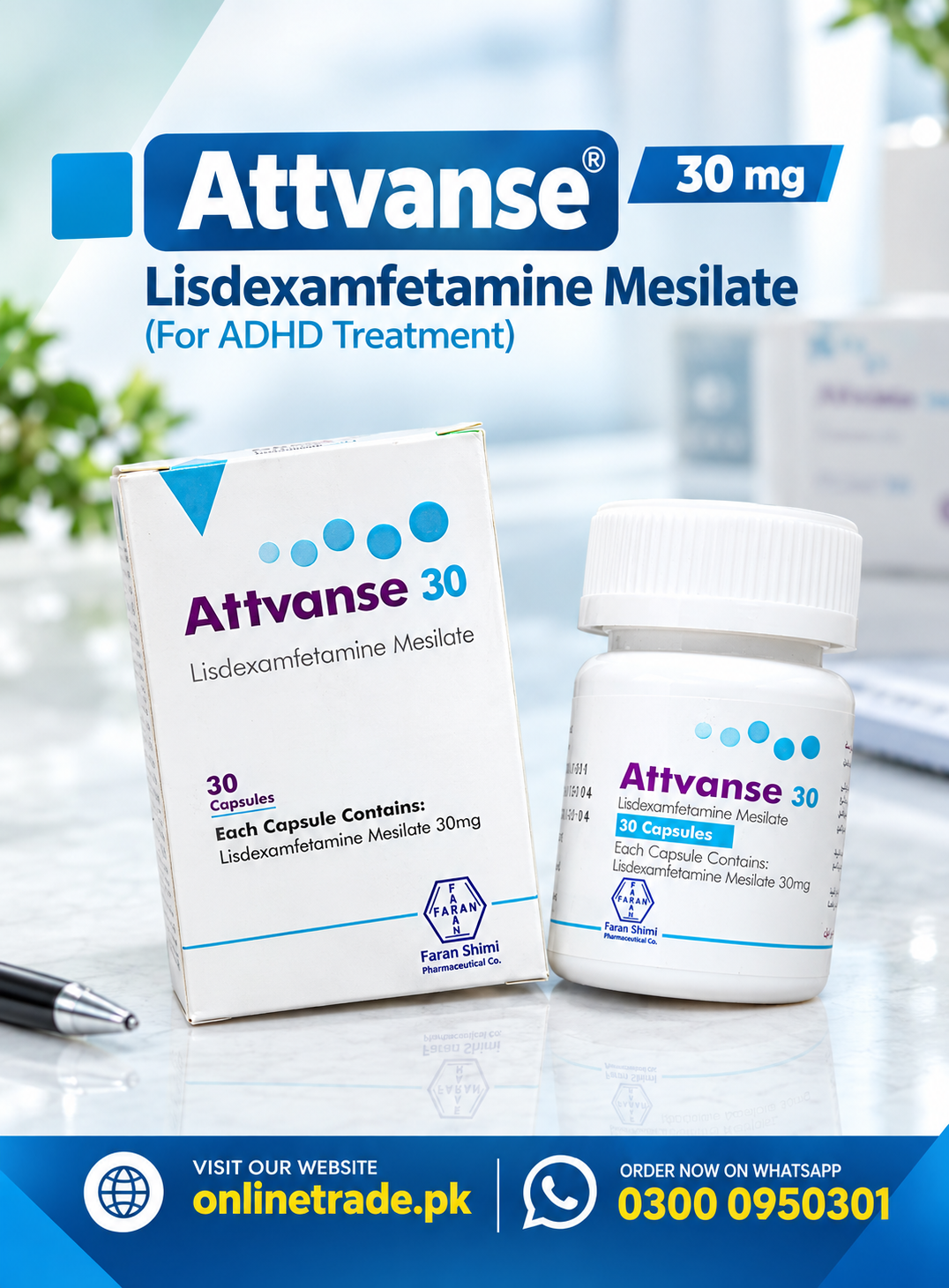 Attvanse Lisdexamfetamine 30mg Capsule In Pakistan