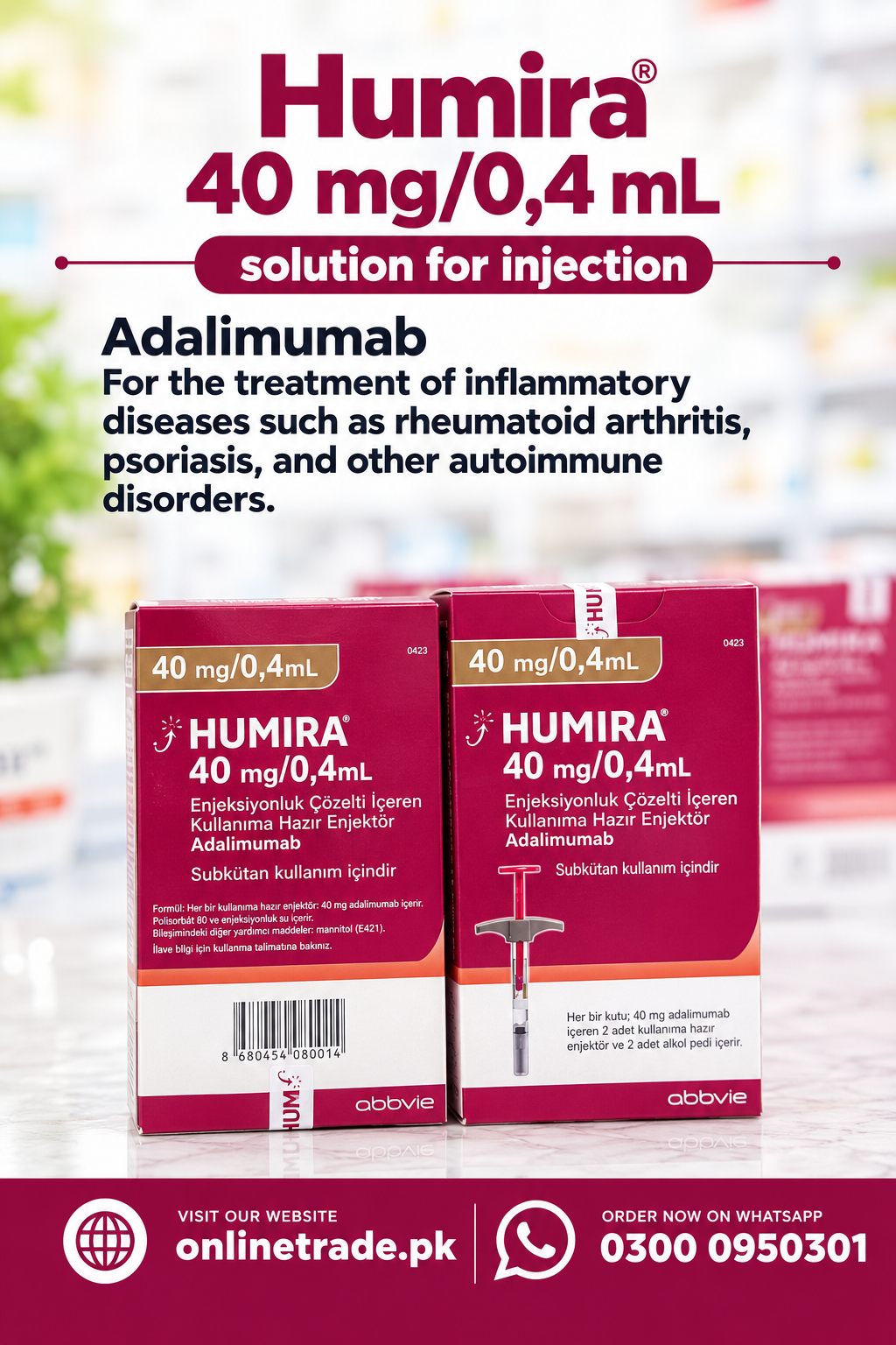 Humira (adalimumab) 40 mg/0.4 mL Injection In Pakistan