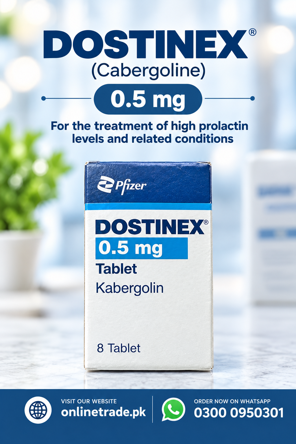 Dostinex 0.5 mg 8 Tablet Kabergoline In Pakistan